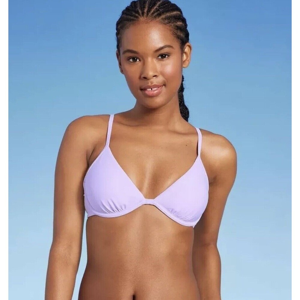 Wild Fable Underwire Bikini Top Womens Large 12 14 Adjustable Straps Purple NWT